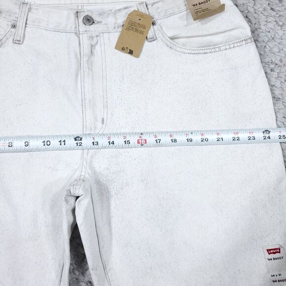 Levi's 94 Baggy White Gray Bleached Noir Straight Leg Jeans Women's Size 34 x 31 - Picture 12 of 13